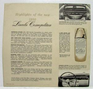 1950 Lincoln Cosmopolitan Sales Folder Nothing Could Be Finer