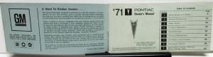 1971 Pontiac Owners Manual Care & Operation Grand Ville Bonneville Catalina