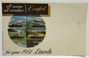 1951 Lincoln All Season All Weather Comfort Sales Folder w Install Instructions