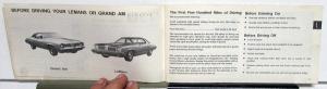 1973 Pontiac Owners Manual Grand Am LeMans Original Care & Operation