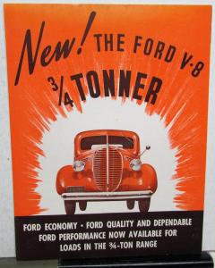 1939 Ford 3/4 Ton Truck 60 or 85 HP Engine ORIGINAL Dealer Sales Brochure