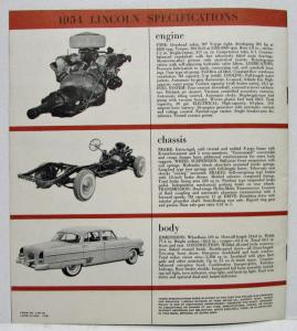 1954 Lincoln Cosmopolitan and Capri Facts Sales Brochure
