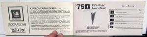 1975 Pontiac Owners Manual Set Care & Operation Grand Prix Original