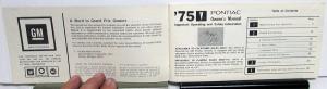 1975 Pontiac Owners Manual Set Care & Operation Grand Prix Original
