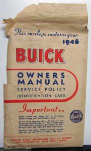 1946 Buick Special 40 Super 50 & Roadmaster 70 Series Owners Manual Original