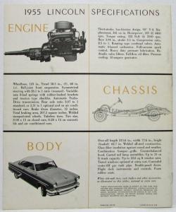1955 Lincoln and Lincoln Capri Quick Facts Sales Brochure