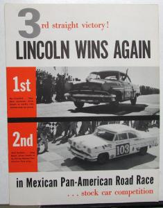 1955 Lincoln 3rd Straight Victory Mexican Road Race Trifold