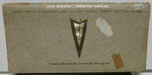 1978 Pontiac Owners Manual Care & Operation Catalina Bonneville & Brougham