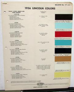 1956 Lincoln Color Paint Chips by DuPont