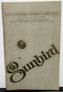 1979 Pontiac Owners Manual Care & Operation Sunbird