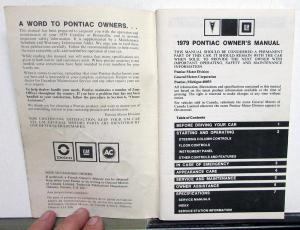 1979 Pontiac Owners Manual Care & Operation Catalina Bonneville & Brougham