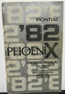 1982 Pontiac Owners Manual Care & Operation Phoenix