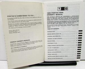1983 Pontiac Owners Manual Care & Operation 6000