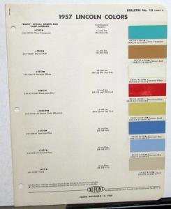 1957 Lincoln Color Paint Chips by DuPont