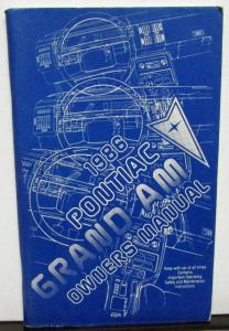1986 Pontiac Owners Manual Grand Am Care & Operation Original