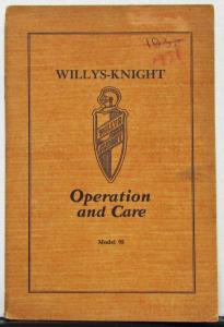 1931 Willys Knight Model 95 Owners Manual Operation and Care Original