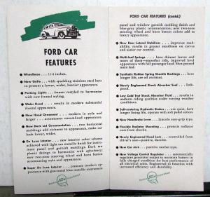 1946 Ford Quick Facts about Cars & Trucks 6 Cyl & V8 Engines Sales Brochure