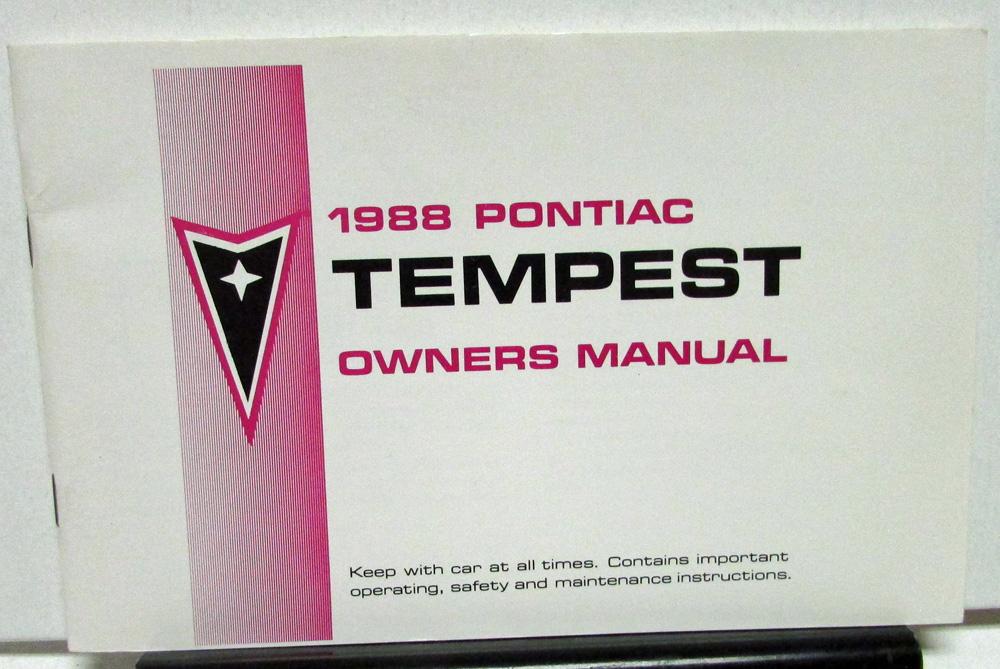 1988 Pontiac Owners Manual Tempest Care & Operation Original