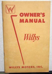1954 Willys Car Models 675B 685B Owners Manual Operation & Care Original