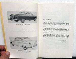 1954 Willys Car Models 675B 685B Owners Manual Operation & Care Original