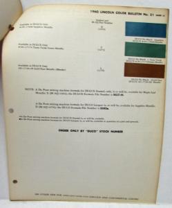 1960 Lincoln DuPont Paint Chips Bulletin 21 Sheets 1 thru 3