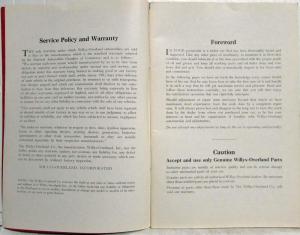 1931 Willys 8 Model 8-80D Owners Manual Operation Care Original