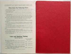 1931 Willys 8 Model 8-80D Owners Manual Operation Care Original