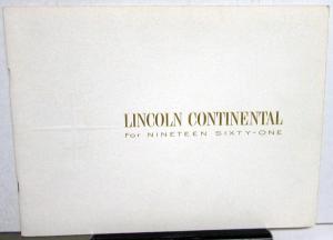 1961 Lincoln Continental Sales Brochure Oversized Original