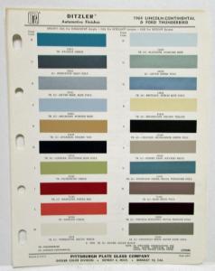 1964 Lincoln Continental and Ford Thunderbird Paint Chips Ditzler PPG