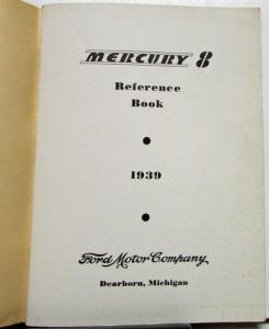 1939 Mercury 8 Owners Manual Reference Book Original