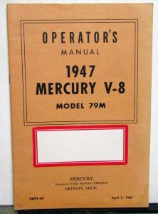 1947 Mercury 8 Model 79M Owners Manual Reference Book Original