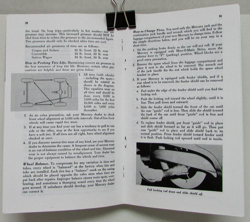 1953 Mercury Series 3M Owners Manual Reproduction
