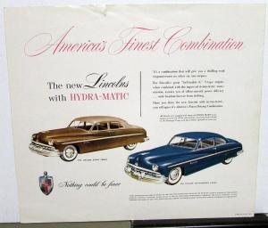 1950 Lincoln Lido Color Sales Folder Brochure Large Original