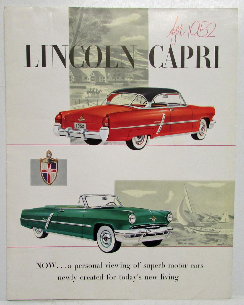 1952 Lincoln Capri Coupe Convertible Sedan Custom Sales Folder XL Original