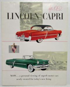 1952 Lincoln Capri Coupe Convertible Sedan Custom Sales Folder XL Original