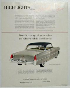 1952 Lincoln Capri Coupe Convertible Sedan Custom Sales Folder XL Original