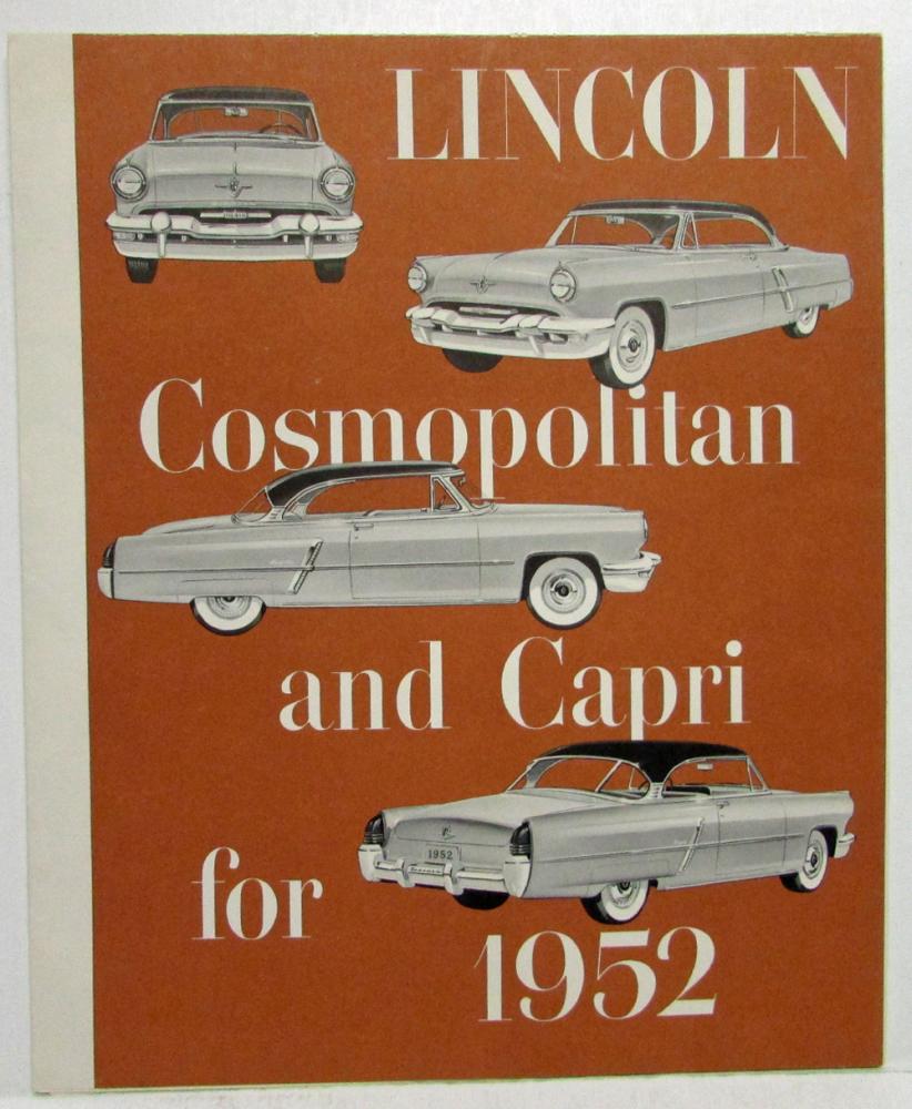 1952 Lincoln Cosmopolitan Capri Sedan Coupe Convertible Sales Folder XL Original