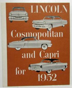 1952 Lincoln Cosmopolitan Capri Sedan Coupe Convertible Sales Folder XL Original