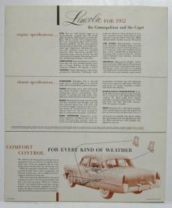 1952 Lincoln Cosmopolitan Capri Sedan Coupe Convertible Sales Folder XL Original