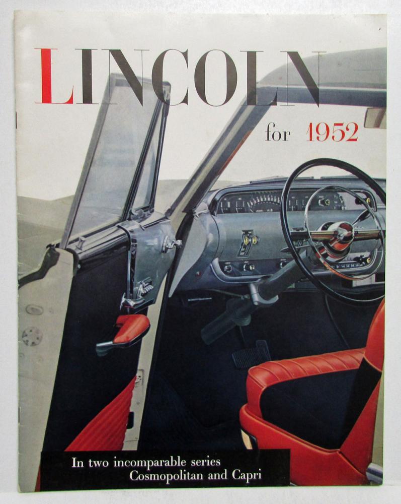 1952 Lincoln Cosmopolitan Capri Sport Coupe Sedan Custom Sales Brochure XL Orig