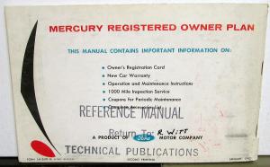 1962 Mercury Monterey Commuter Colony Park Registered Owners Manual Orig