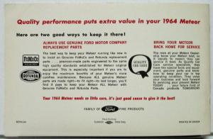 1964 Mercury Meteor CANADIAN Registered Owners Manual Original
