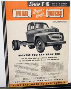 1950 Ford Truck Series F6 Eng 239 V8 226 Six 254 Six Sales Brochure Rev 1/50