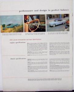 1954 Lincoln Capri Cosmopolitan Sedan Coupe Convertible Sales Brochure Original