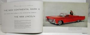 1958 Lincoln Continental Mark III Premiere and Capri Sales Brochure