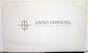 1961 Lincoln Continental Sales Folder B&W on Textured Cardstock