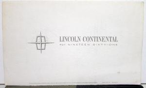 1961 Lincoln Continental Sales Folder B&W on Textured Cardstock