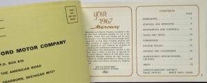 1967 Mercury Monterey Montclair Park Lane Marquis Colony Park Owners Manual