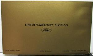 1967 Mercury Monterey Montclair Park Lane Marquis Colony Park Owners Manual