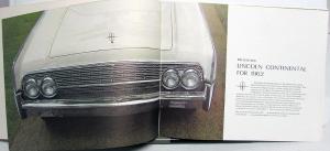 1962 Lincoln Continental Sedan & Convertible Prestige Sales Brochure Oversized